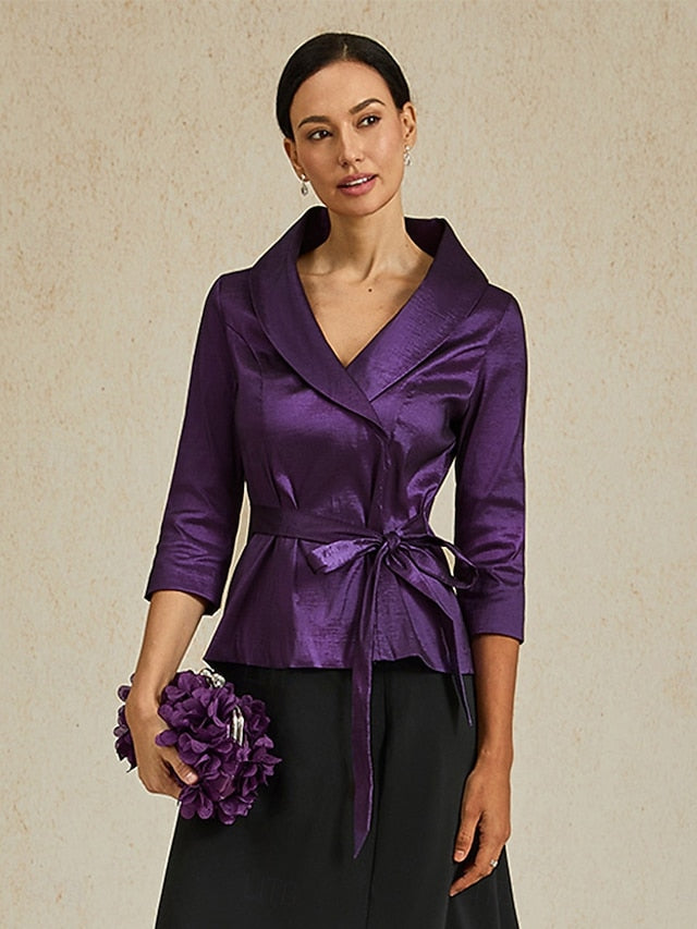 Women's Blouse Evening Tops Tie Front Solid Color Plain