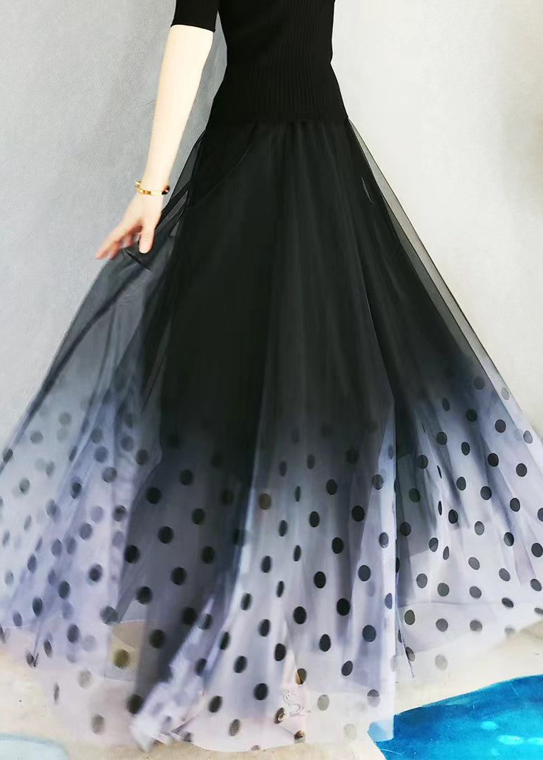 Exra Waist Large High Hem Color Skirts French Gradient Tulle
