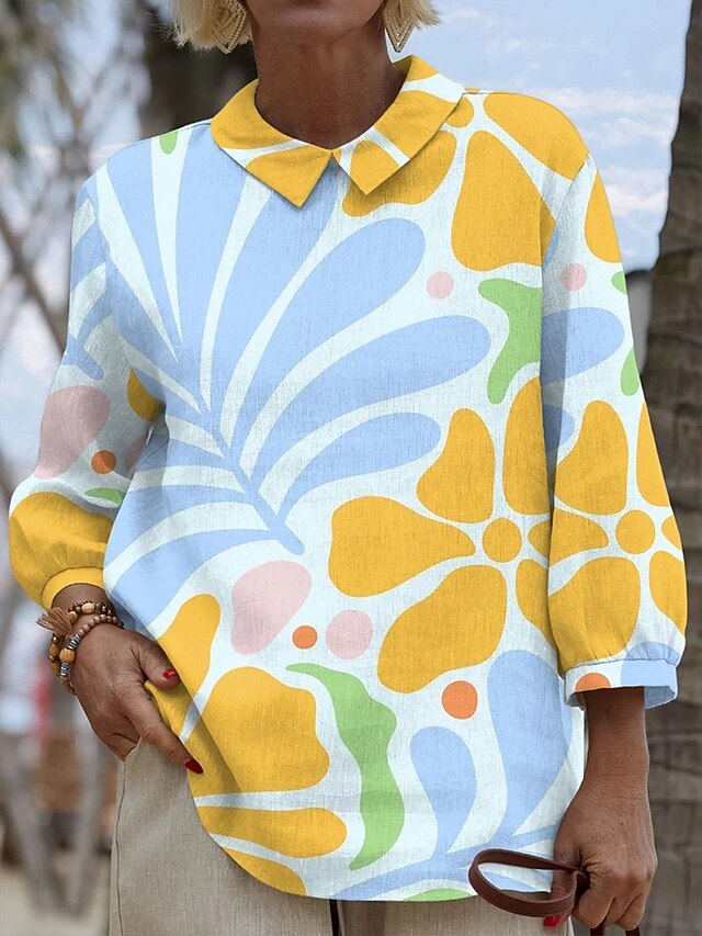 Women's Blouse Buttons Print Floral Graphic Vintage Daily