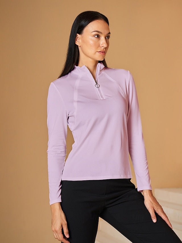 Women's Golf Polo Shirt Light Yellow Lake blue Black Long