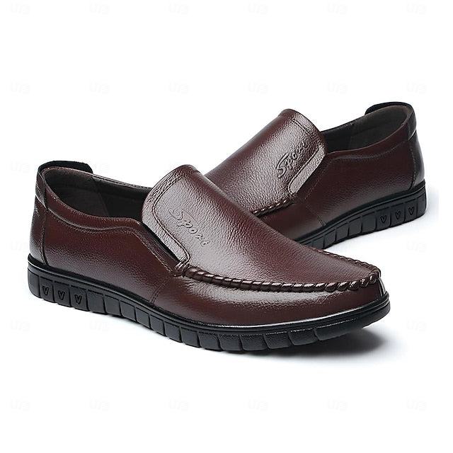 Decorative Men's Premium with Black Cowhide Slip-On Loafers