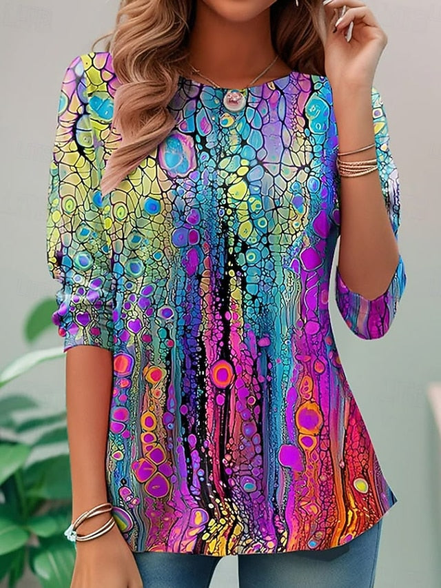 Women's T Shirt Print Ombre Graphic Abstract Fashion