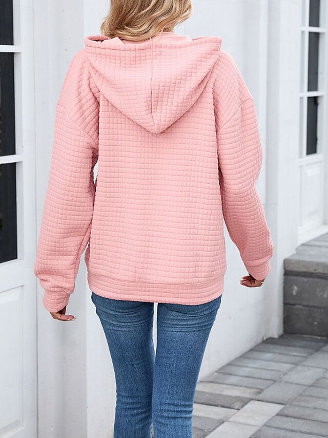 Women's Texture Blouse Pullover Hoodie Sweatshirt Pocket