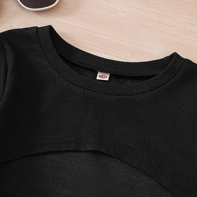 Dress Color Girls' Block Pieces 2 Kids Suits Set Long