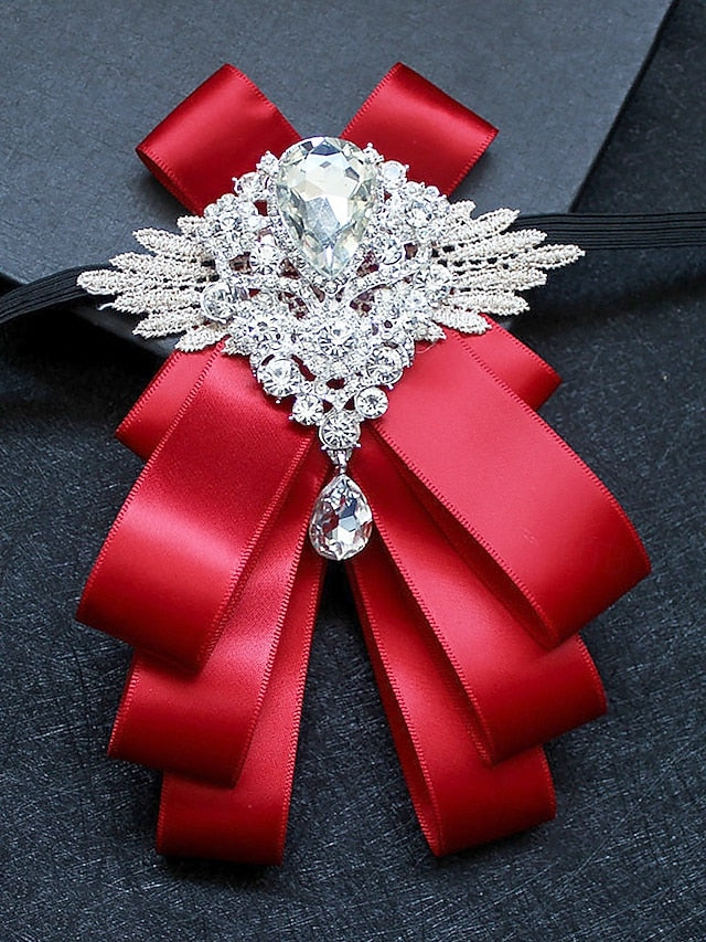 Pin Crystal Luxury Bow Ribbon - Brooch Men's Tie Elegant