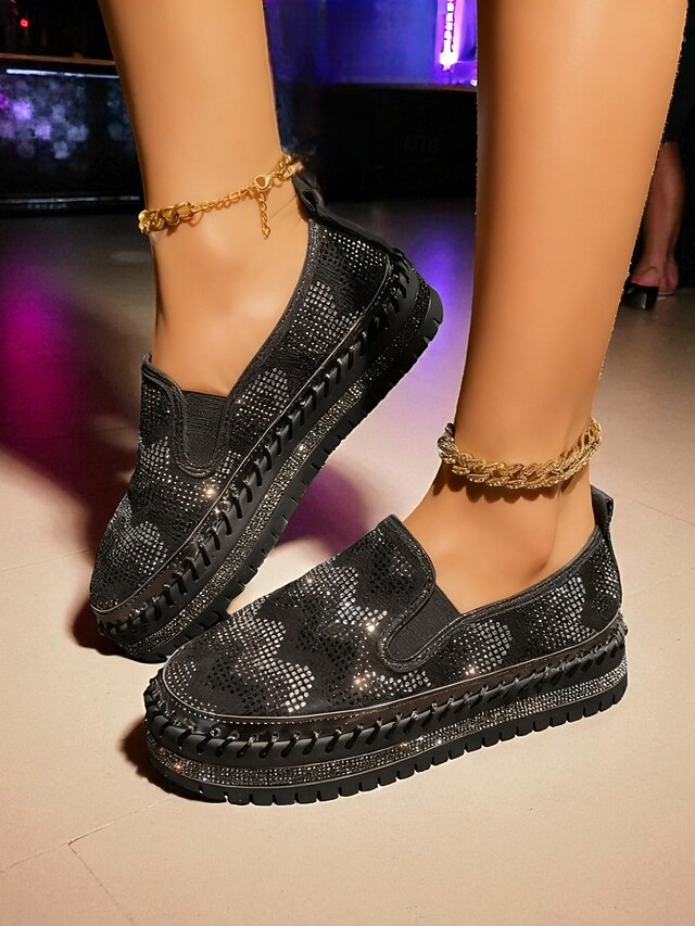 with Mesh Women's Glitter Slip-On Platform Sneakers