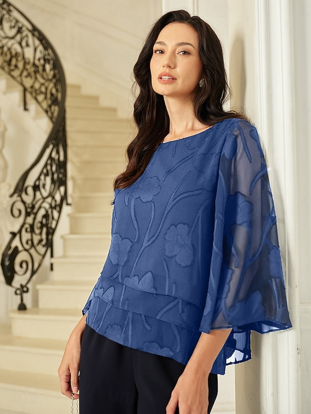 Women's Lace Shirt Blouse Dressy Tops Chiffon Tops