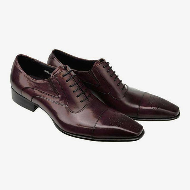 Cap Faux Men's Shoes Oxford Black - Leather Classic
