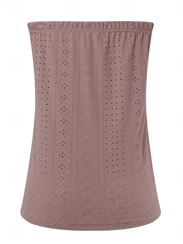 Women's Tubetop Eyelet Solid Color Daily Casual Sleeveless