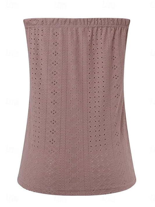 Women's Tubetop Eyelet Solid Color Daily Casual Sleeveless