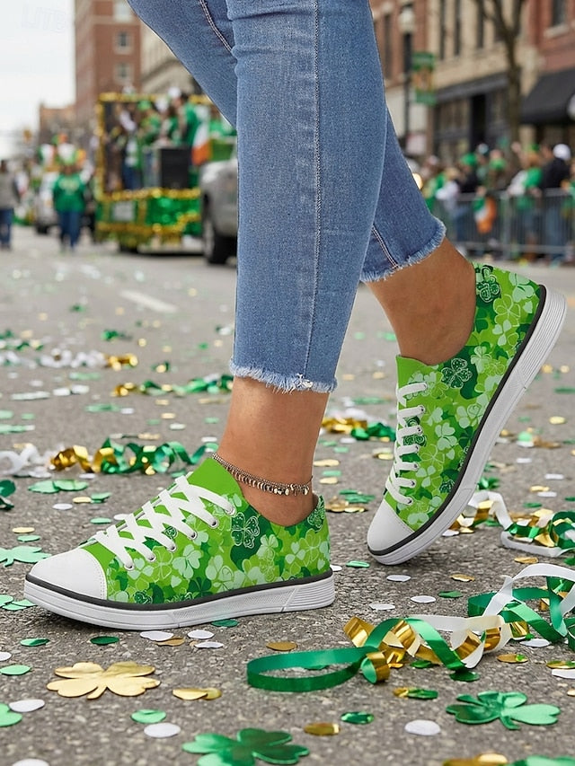 Women's St. Patrick's Day Green Clover Print Canvas