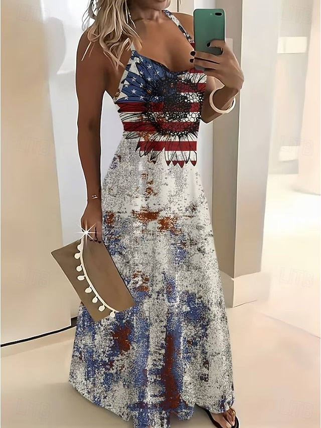 American Independence Day Women's Maxi Dress A Line Dress