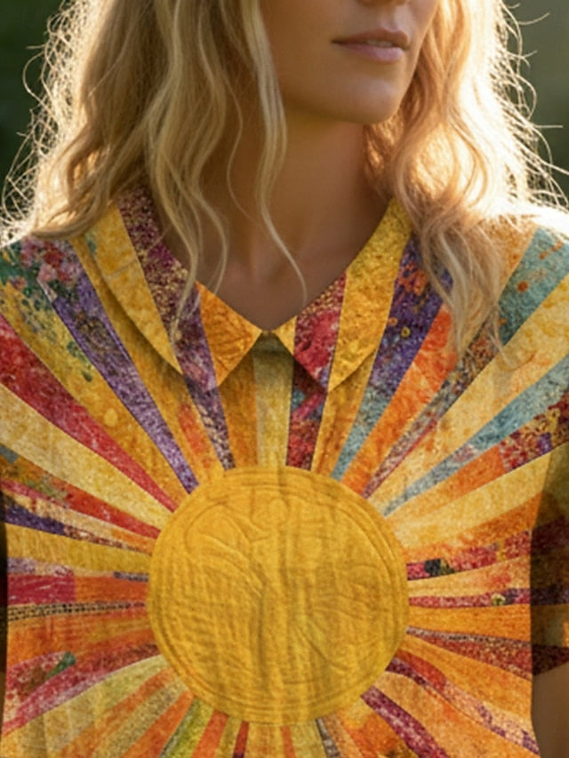Women's Blouse Buttons Print Graphic Geometric Bohemia