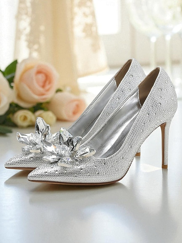 Embellished - Women's High Sparkly Pumps Gold Crystal Heel