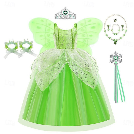 Tinker Princess Bell Fairytale Tiana Dress Theme Girl Flower