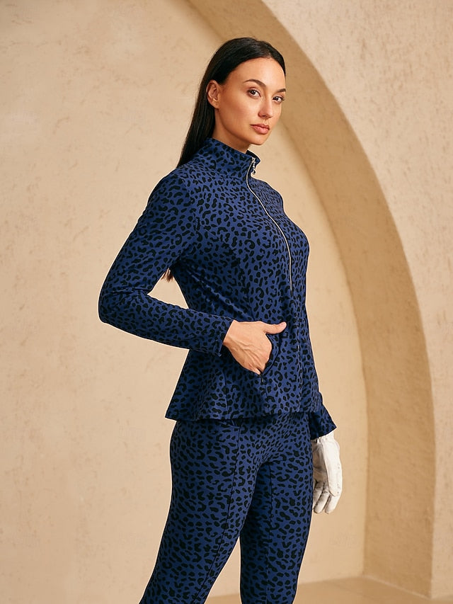 Women's Golf Jacket Navy Blue Long Sleeve Top Ladies Golf