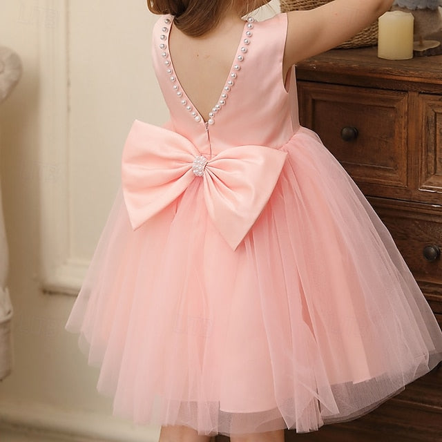Kids Sleeveless Party Dress Wedding Girls' Color Solid