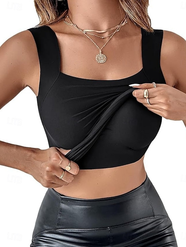 Women's Tank Top Sleeveless Shirt Tee Top Solid Color