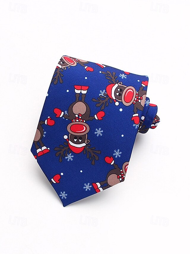 Men's Tie – Christmas Santa Fun Silk Polyester Tree and