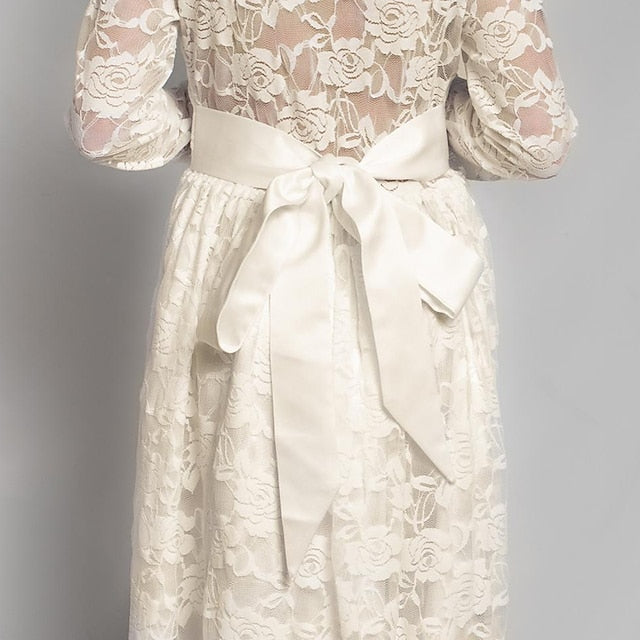 Long Girls' Colored Dress Girl Flower Solid Kids