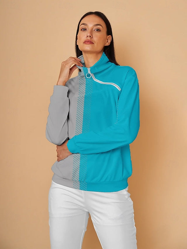 Women's Golf Pullover Sweatshirt Black Blue Rose Red Long