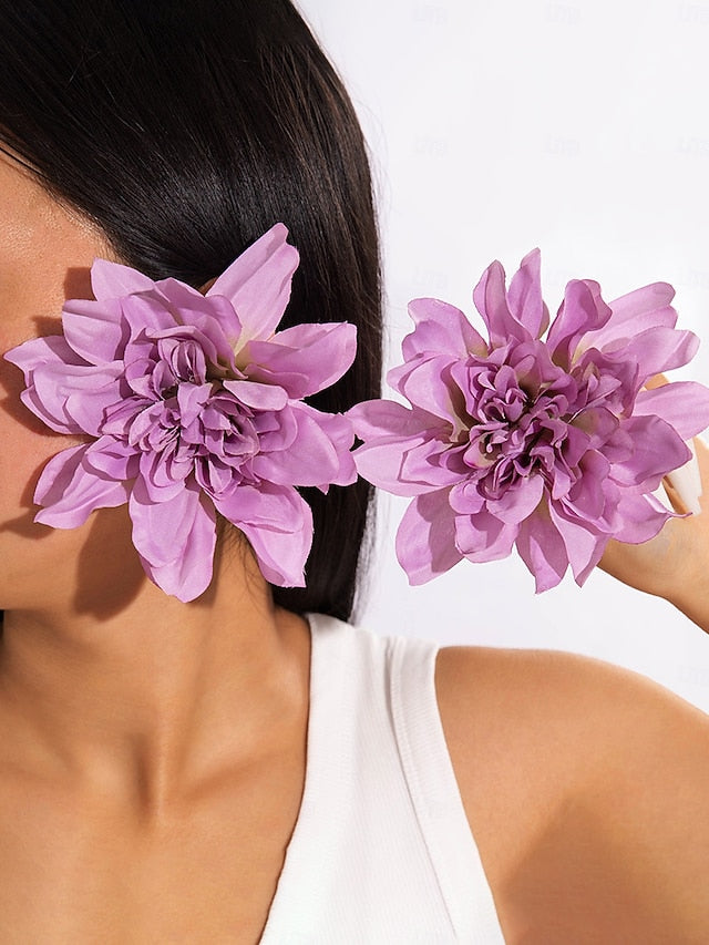 Drop - Floral Flower Earrings Oversized Women's Statement