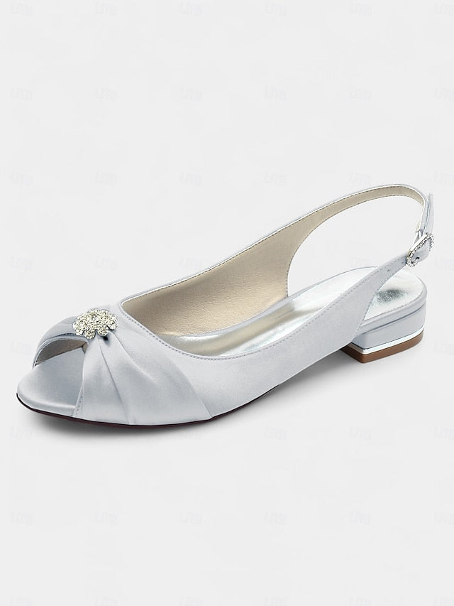 Satin Heels Crystal Wedding Women's Slingback with