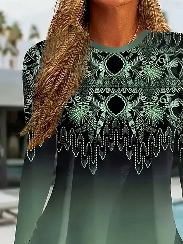 Women's T Shirt Print Floral Graphic Geometric Elegant