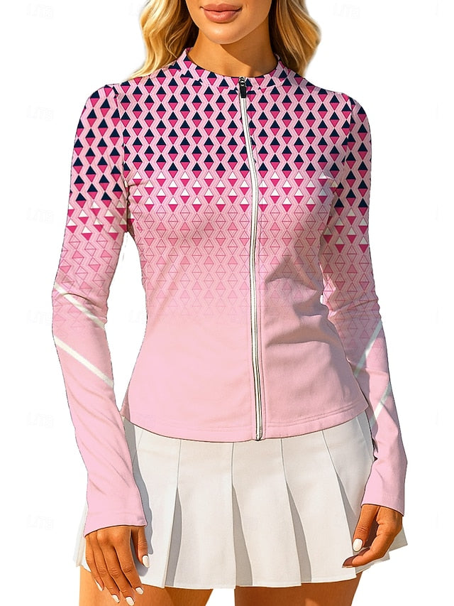 Women's Geometric Gradient Tops Sport Shirt Tennis Shirt