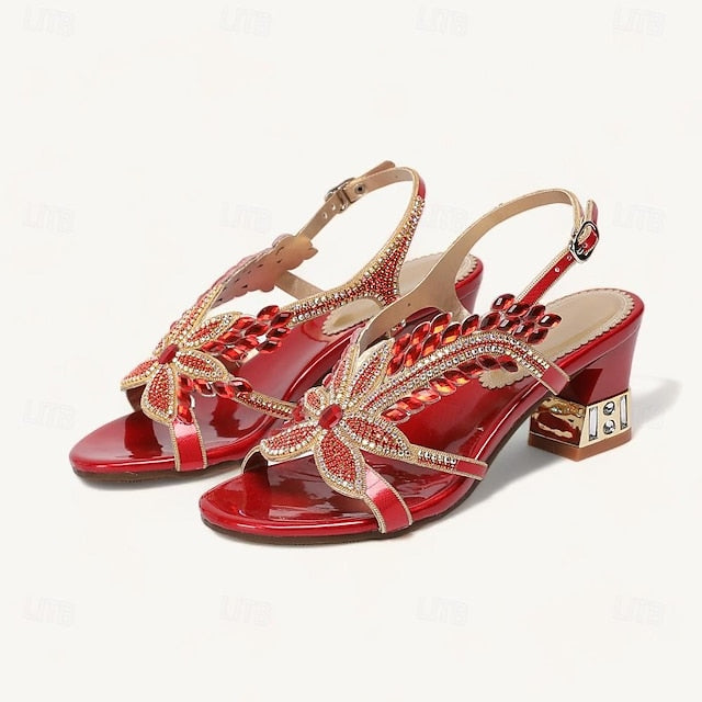 Sandals Shoes Round Toe Wedding Rhinestone Women's Party
