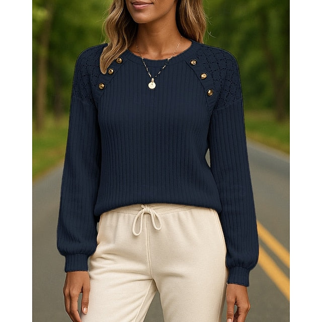 Women's Casual Tops Pullover Sweater Long Sleeve Top