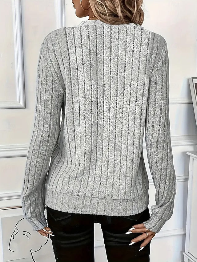 Women's Blouse Zipper Solid Color Stylish Casual Long