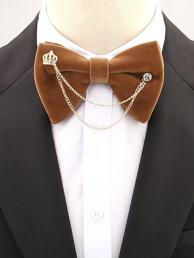 with Detail Chain Men's Tie – Velvet Bow and Crown