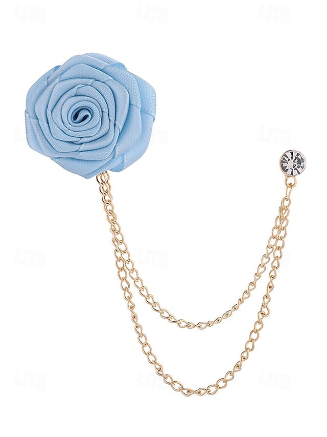 Lapel Rose Pin Red Men's with Gold – Elegant Chain