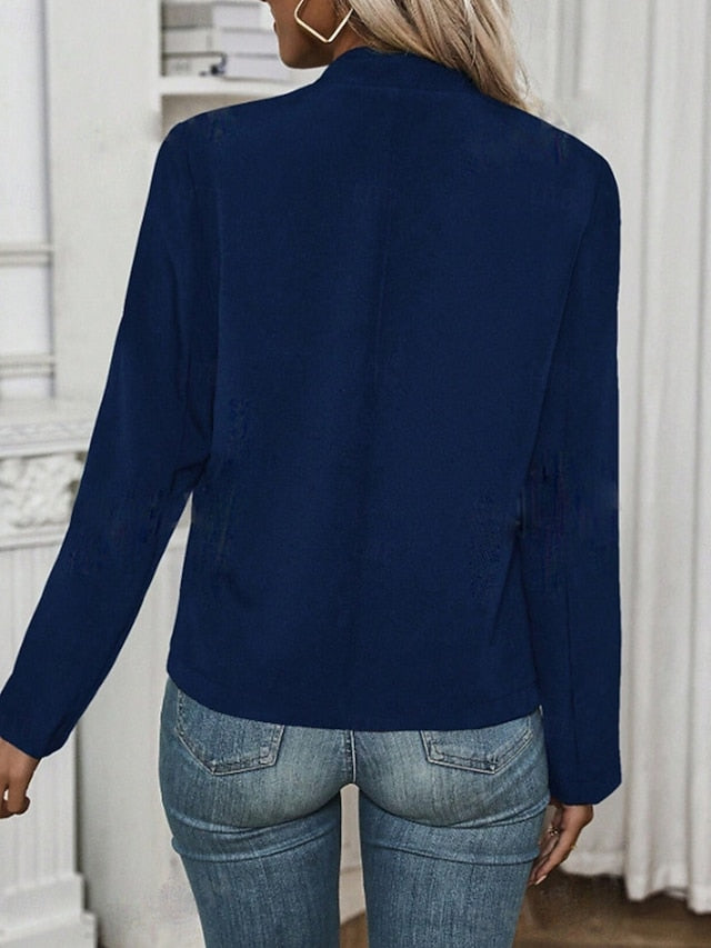 Women's Blazer Sweatpants Long Sleeve Shirt Collar Plain