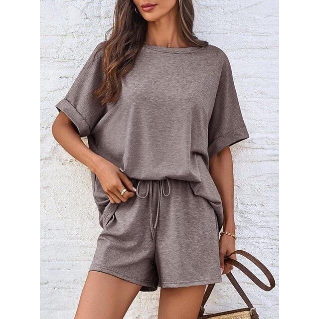 Women's Shorts Sets Bolero Top Short Sleeve Round Neck