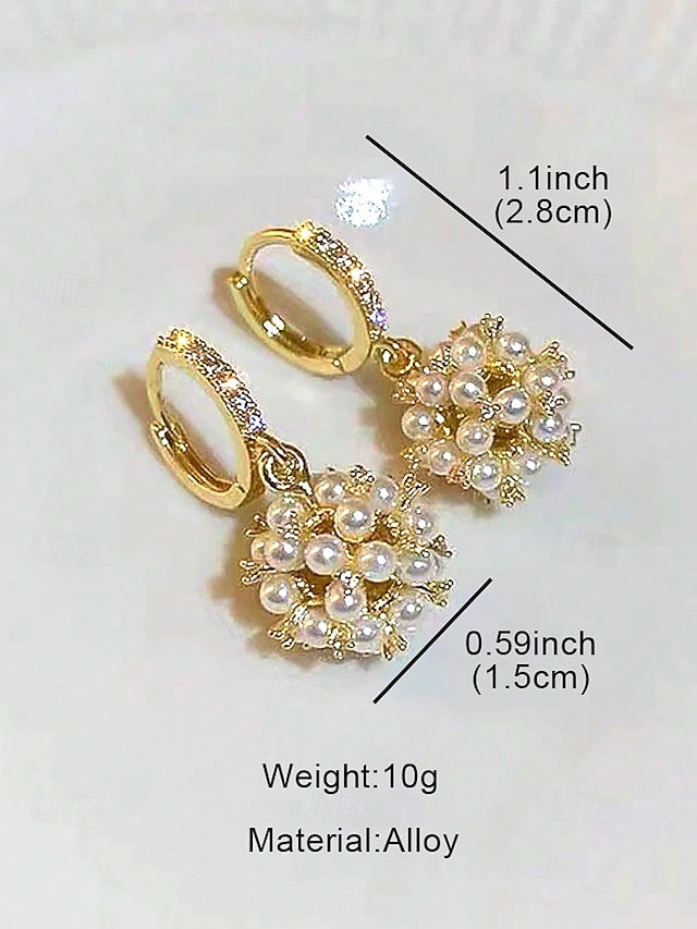 Imitation - Women's String Pearl Earrings Plated Gold