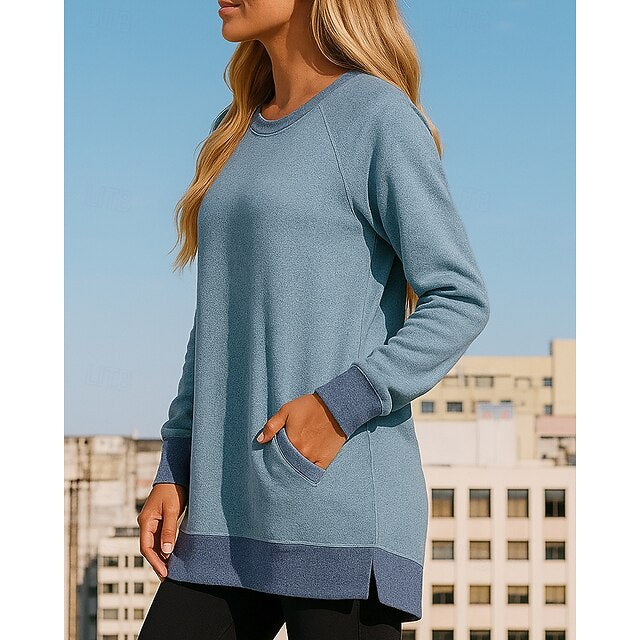 Women's Pullover Sweatshirt Casual Tops with Pockets Long