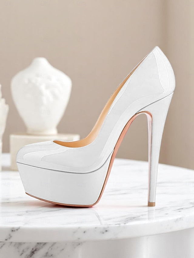 Platform Heels Patent Women's with Pointed-Toe and Black