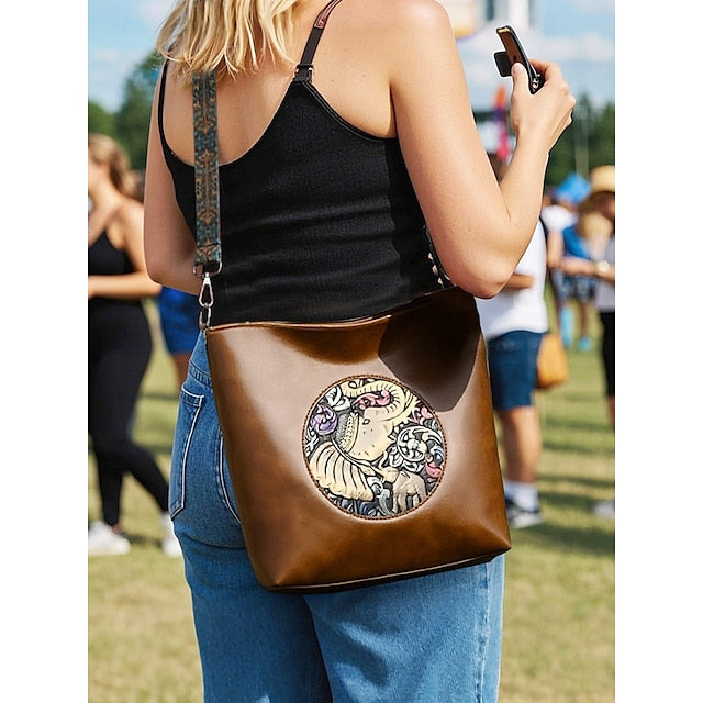 Bag – Vintage Embossed Boho Elephant Shoulder Women's
