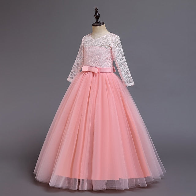 Flower Wedding Dress Girls' Half Sleeve Kids Girl