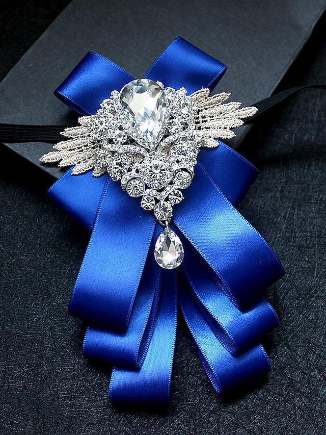 Pin Crystal Luxury Bow Ribbon - Brooch Men's Tie Elegant