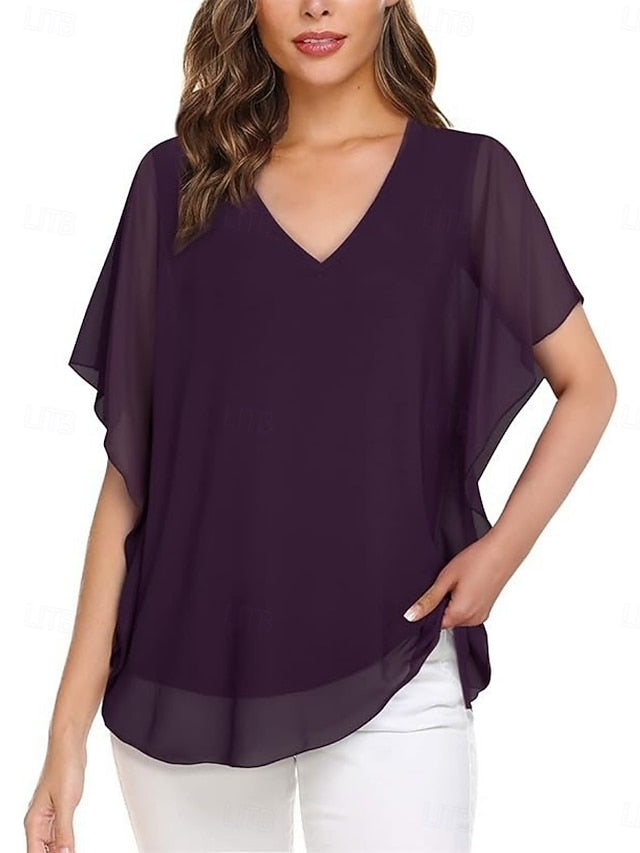 Women's Shirt Blouse Ruffle Blouse Plain Stylish Classic