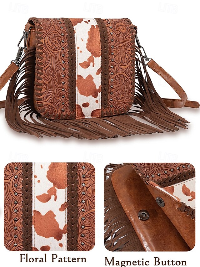 Shoulder Bag Multi-Pocket Faux Leather Crossbody Women's -