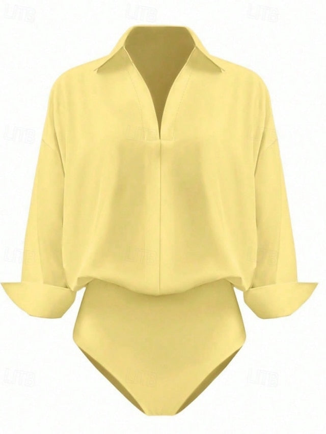 Women's Shirt Blouse Plain Stylish Basic Casual Long Sleeve