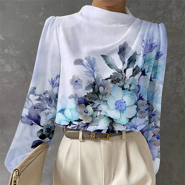 Women's Blouse Long Sleeve Fashion Floral Print Regular