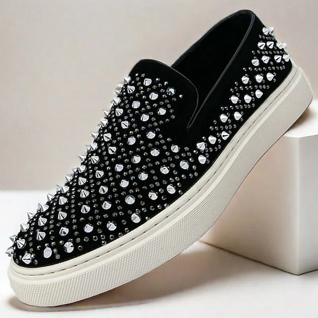 with Men's Elegant Black Pearl - Detailing Shoes Slip-On