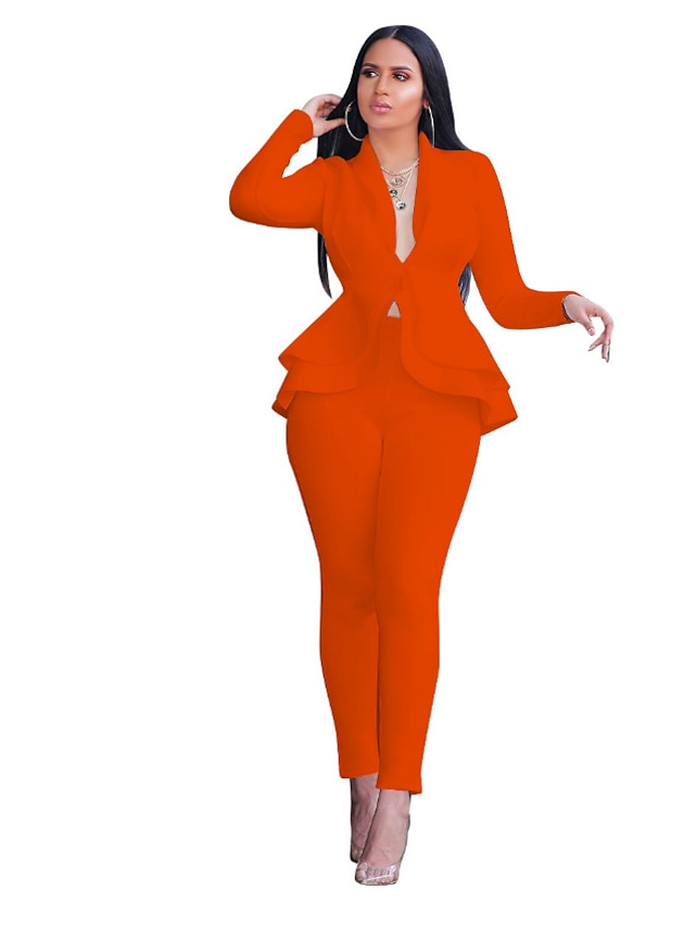 Women's Blazer Office Suit Pants Sets Long Sleeve Shirt