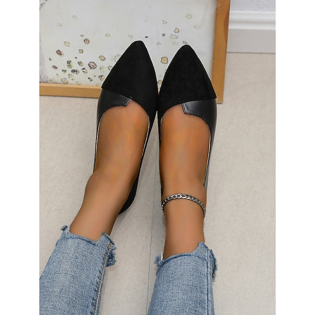 Two-Tone Pointed Women's Toe Elegant – Slip-On Flats