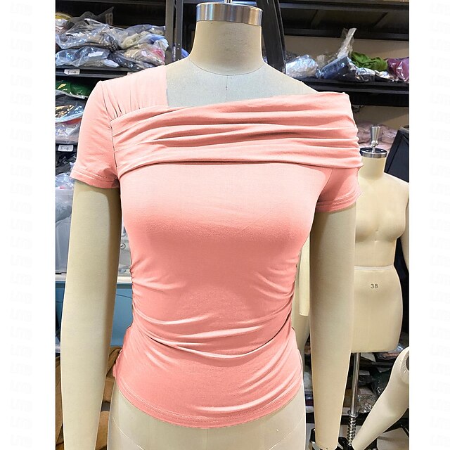 Ladies' short-sleeved, one-shoulder tops (style 2)
